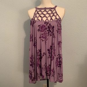 Torrid Purple High Neck Lattice Tank Top